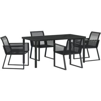vidaXL Conjunto De Comedor De Jard&iacute;n 5 Pcs Negro Polirat&aacute;n Vidaxl