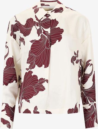 Herzen&rsquo;s Angelegenheit Verk&uuml;rztes gebl&uuml;mtes Hemd aus Seidentwill