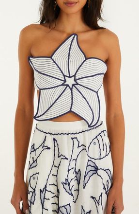 Farm Rio Coast Stars Strapless Top in Off-White at Nordstrom, Size Xx-Small