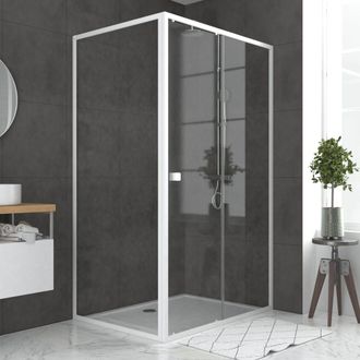 Aurlane Puerta De Ducha Corredera Blanca 120x185cm Extensible+fija 90 +plato -whity