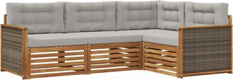 vidaXL Conjunto De Sof&aacute;s De Exterior 4 Uds. Natural Y Gris Claro Vidaxl