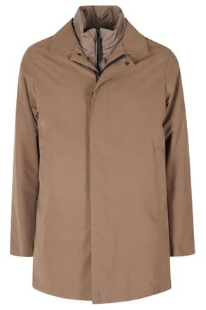 People of Shibuya Dove Grey Coated Microfiber Bib Trench Coat