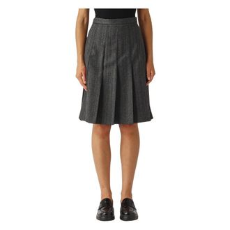 Max Mara Rokken, Dames, Grijs, S, Leer, Skirt
