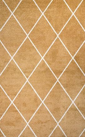 Jonathan Y Designs Cole Minimalist Diamond Trellis Area Rug in Gold/white at Nordstrom, Size 3Ft 0In X 5Ft 0In