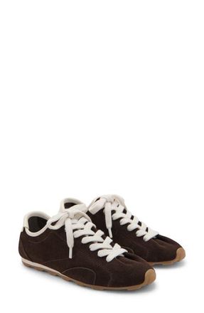 Mango Contrast Suede Sneaker in Chocolate at Nordstrom, Size 7.5Us
