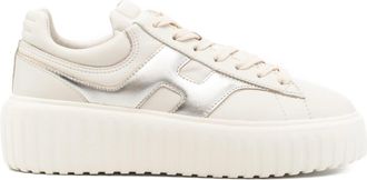 Hogan White Low-Top Metallic Logo Ridged Sneakers