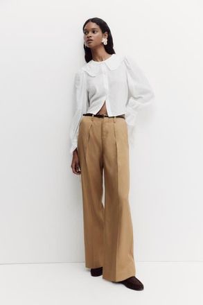 H&M Tailored Trousers in Dark Beige at Nordstrom, Size 10