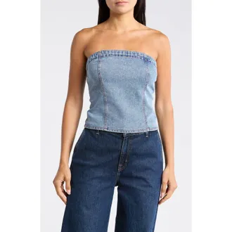 Vigoss Denim Tube Top in Light Wash at Nordstrom Rack, Size X-Small