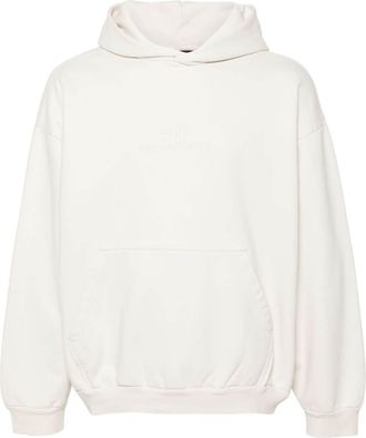 Balenciaga logo-embroidered cotton hoodie - unisex - Polyester/Cotton - L - Neutrals