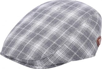Generic Royal Stallion Cotton Summer One Size Flat Cap in Charcoal Check, Size: One Size