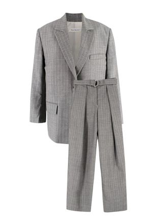 There Was One Grey Pinstripe Blazer and Tailored Trouser Suit Size XXS