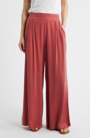 Cloth & Stone Pleated Wide Leg Palazzo Pants in Sun Washed Clay at Nordstrom, Size X-Small