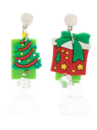 Amir Slama Christmas-motif asymmetric earrings - Green