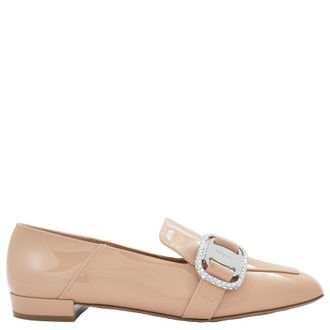 Ferragamo Salvatore Ferragamo Ladies Beige Patent Leather Vara Chain Loafers, Brand Size 6.5 D