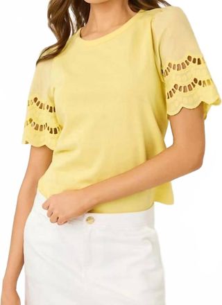 Lilly Pulitzer Sebene Eyelet Knit Top In Finch Yellow