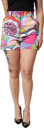Dolce & Gabbana Multicolor Graphic High Waist Bermuda Womens Shorts