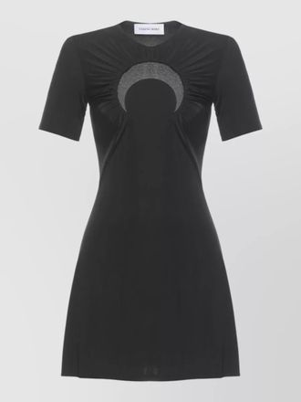 Marine Serre viscose dress moon cutout round neckline
