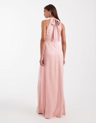 Maids to Measure Vestito lungo da damigella accollato rosa cipria
