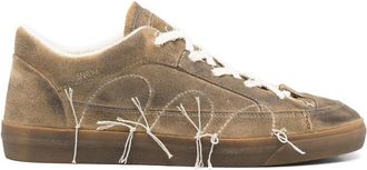 Santha Destroyed Taupe Embroidered Sneakers