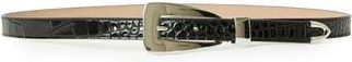 B-Low The Belt Briar Croco-Embossed Leather Belt in Black Silver at Nordstrom Rack, Size Medium
