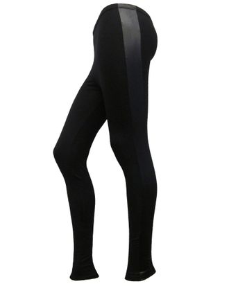 Cotton On 2 New Womens Viscose Ankle Length Leggings with Wet Look Side Panel (M/L (10-12), Black)