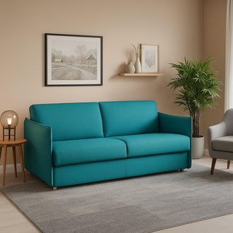 Dmora Sof&aacute; Fijo 3 Plazas Severo, Desenfundable, Lavable Made In Italy, Reposabrazos, 200x95 Cm Azul