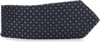 Canali Micro Pattern Silk Tie - Heren - Stropdassen - Blauw - ONE Size - Accessoires