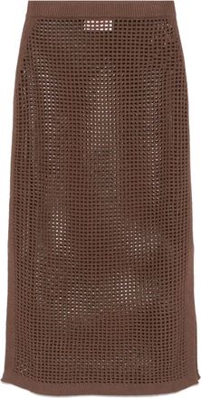 MC2 Saint Barth Darline midi skirt - women - Cotton/Acetate - S - Brown