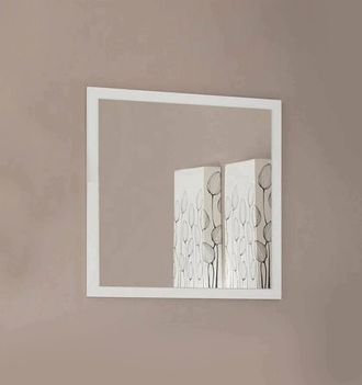 Dmora Espejo De Pared Con Marco, Made In Italy, Espejo De Ba&ntilde;o, 60x2h60 Cm, Color Blanco Brillante, Con Embalaje Reforzado - Dmora
