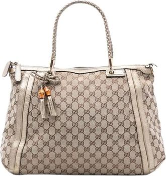 Gucci Pre-owned Tote Bags, female, Beige, Size: ONE SIZE Pre-owned Vintage Canvas Tote