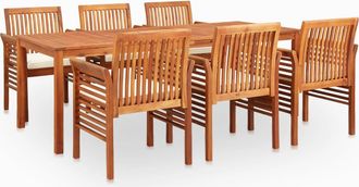 vidaXL Set Comedor De Jard&iacute;n 7 Pzas Y Cojines Madera Maciza De Acacia Vidaxl
