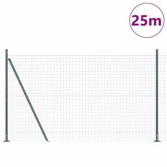 Berkfield Home Green Euro Fence with 13 Flanged Posts 1.2x25 m Galvanised Steel