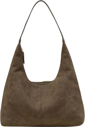 Generic Women Suede Shoulder Bag with Multi-Pockets Crescent Bag Zipper Closure Hobo Bag Large Capacity Handbag for Work Travel (Green)