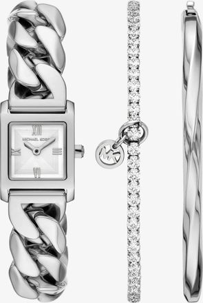 Michael Kors Micro Georgie Silver-Tone Watch and Jewelry Gift Set