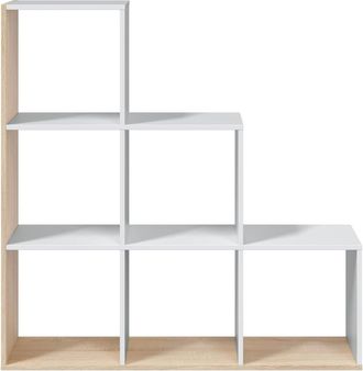 HOMN Estanter&iacute;a librer&iacute;a color blanco/roble, 108 x 28 x 110cm