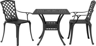 vidaXL 3 Piece Bistro Set Black Cast Aluminium vidaXL