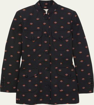 Liberowe Raja Floral Cotton Single-Breasted Jacket