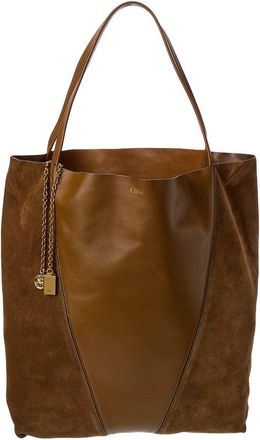 Chlo&eacute; Spin Large Leather & Suede Tote