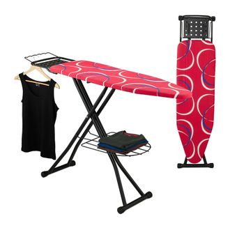 Relaxdays Relaxdays Tabla De Planchar Para Plancha De Vapor, 110x33 Cm, Regulable En Altura, Plegable, Estante Ropa Plegada, Rojo