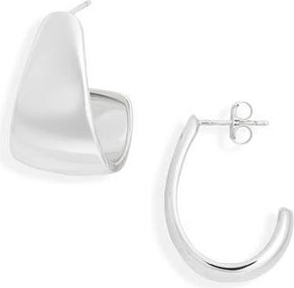 Nordstrom Rack Demi Fine Tapered Hoop Earrings in Silver at Nordstrom Rack