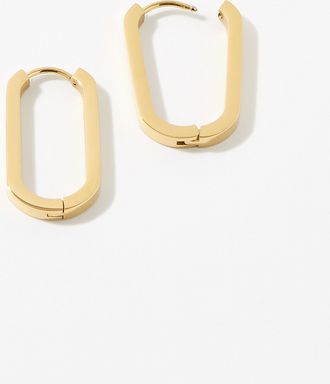 Simons Womens Shiny oval Hoop Earrings