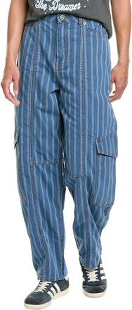 Ganni Light Stripe Denim Cargo Pant