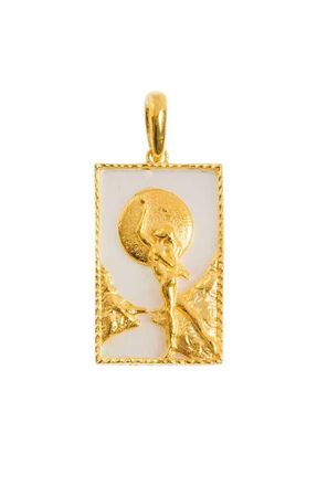 Freya Rose Rectangle Woman and Moon Pendant in Gold at Nordstrom