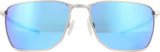 Oakley Rectangle Satin Chrome Prizm Sapphire Sunglasses