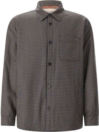 Valentino Heren, Overhemden, Bruin, Maat: 2XL Wol