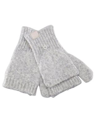 Chillouts Strickhandschuhe CHILLOUTS Nadine Glove, Damen, grau (light grau), Feinstrick, Materialmix, meliert, unifarben, Handschuhe Strickhandschuhe, mit Knopf