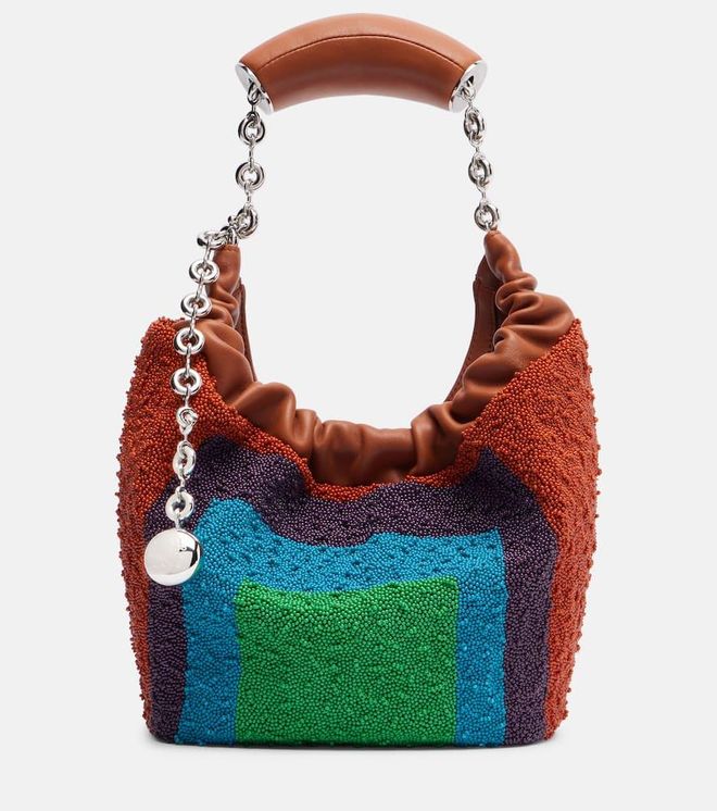Squeeze Mini beaded leather tote bag