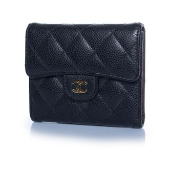 Chanel Pre-owned Womens CC trifold quilted leather wallet in black - One Size
