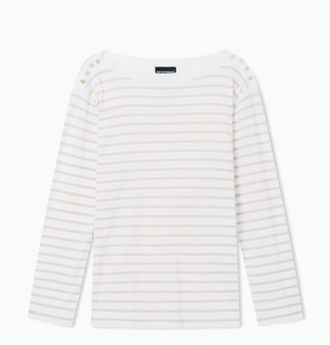 Emporio Armani Striped Modal Jersey Boat Neck Sweater