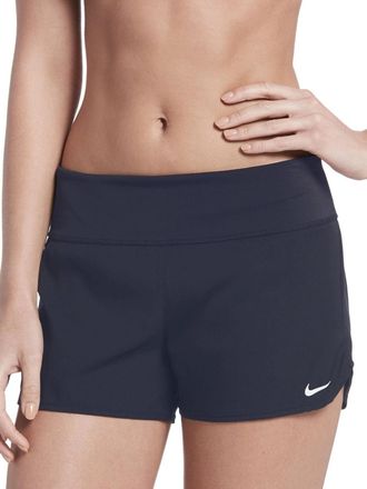 Nike Solid Element Board Shorts Womens Blue Elastic Waist Swimwear DSGL286